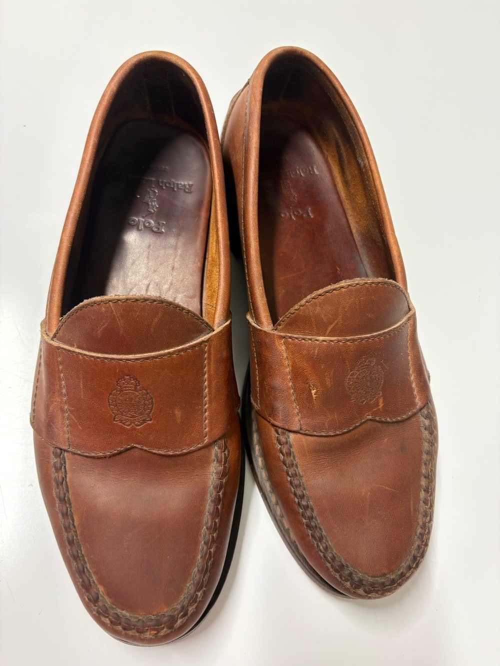 Vintage Polo Ralph Lauren Crest Vamp Leather Loafer Dress Shoes